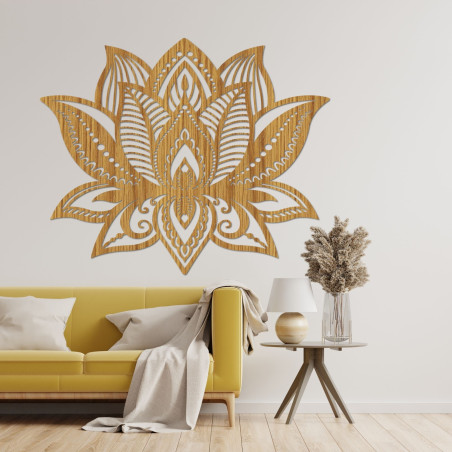 The wooden lotus flower decoration combines aesthetic elegance with spiritual depth.