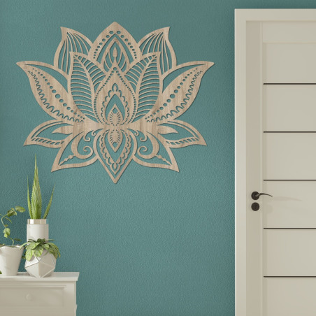 The wooden lotus flower decoration combines aesthetic elegance with spiritual depth.