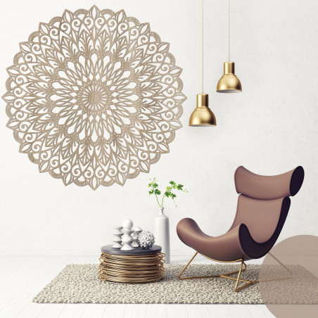 The wooden wall painting of the flower of life is a symbol that represents harmony, unity, and the interconnectedness of everyth