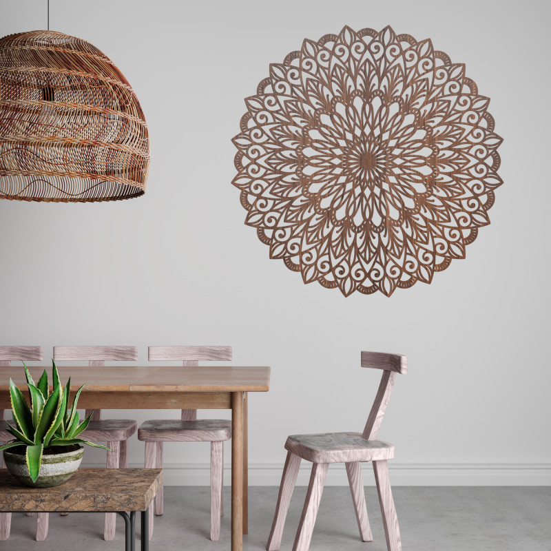 The wooden wall painting of the flower of life is a symbol that represents harmony, unity, and the interconnectedness of everyth