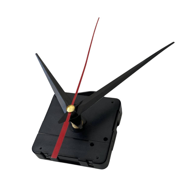 Black pointed aluminum clock hands with red...