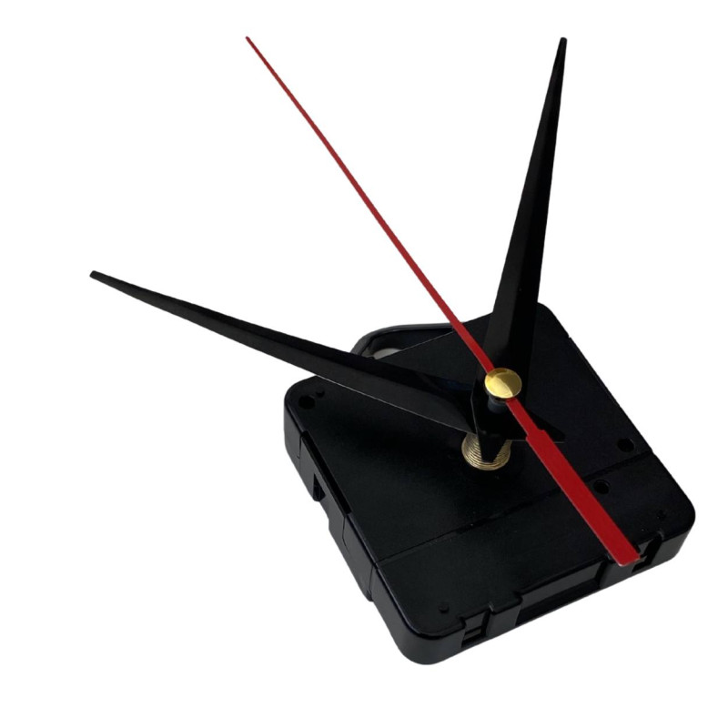 Black pointed aluminum clock hands with red...