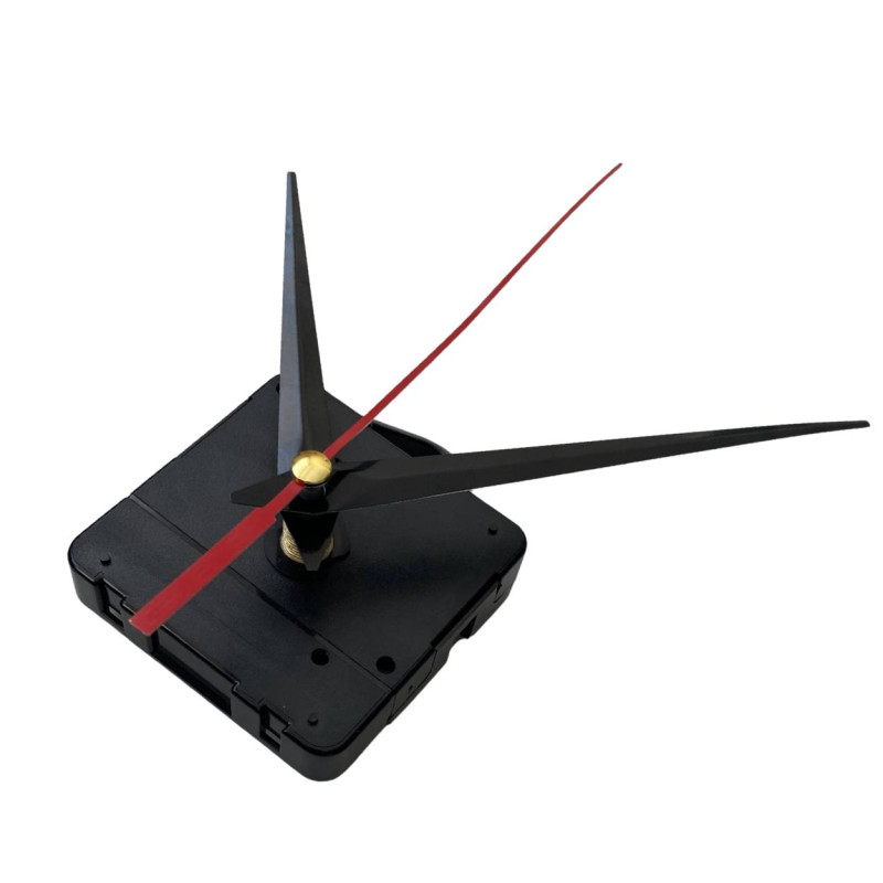 Black pointed aluminum clock hands with red...