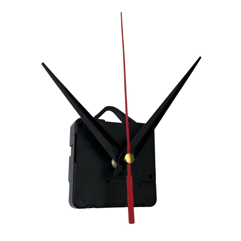 Black pointed aluminum clock hands with red...