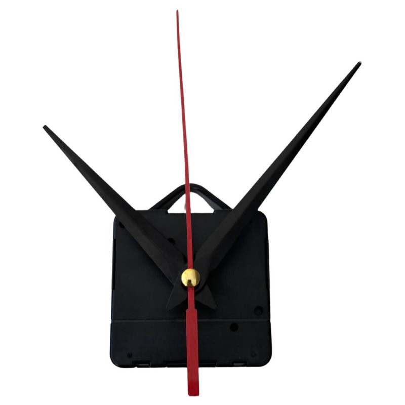 Black pointed aluminum clock hands with red...