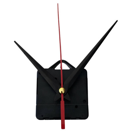 Black pointed aluminum clock hands with red seconds hand 11 / 8.5 cm