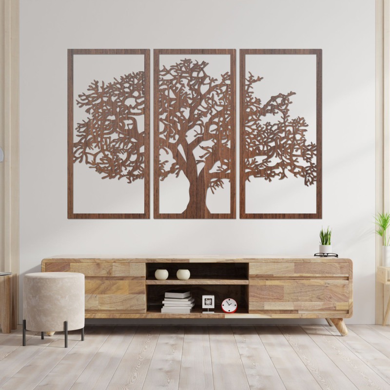 Wooden Wall Art Tree of Life Set of 3 Panels