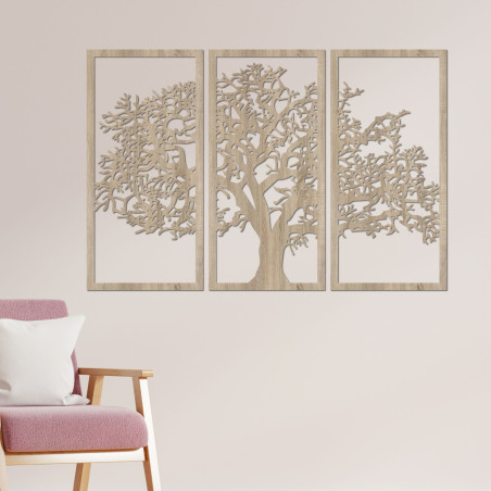 Wooden Wall Art Tree of Life Set of 3 Panels