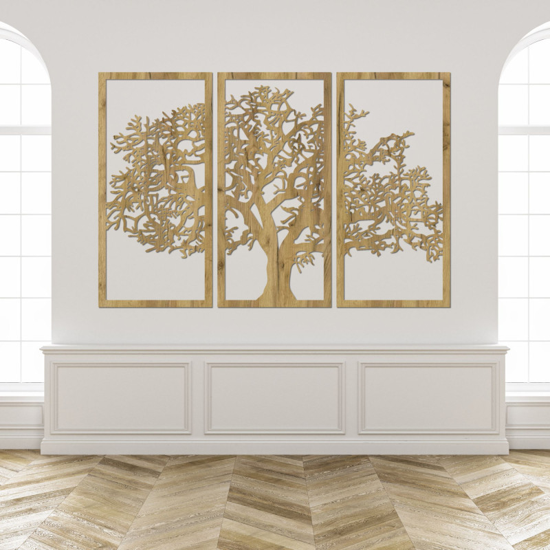 Wooden Wall Art Tree of Life Set of 3 Panels