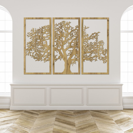 Wooden Wall Art Tree of Life Set of 3 Panels