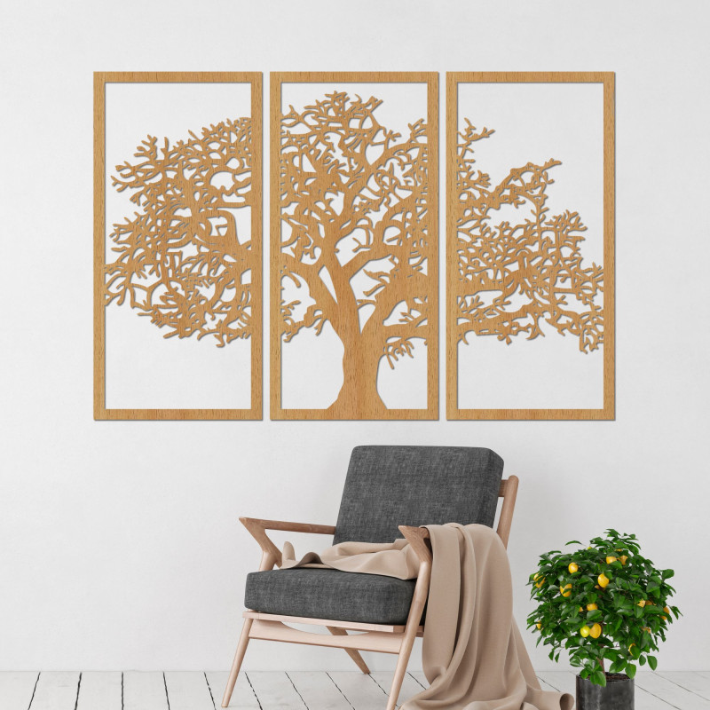 Wooden Wall Art Tree of Life Set of 3 Panels