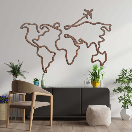 world maps connected in one elegant stroke create the impression of a continuous journey.