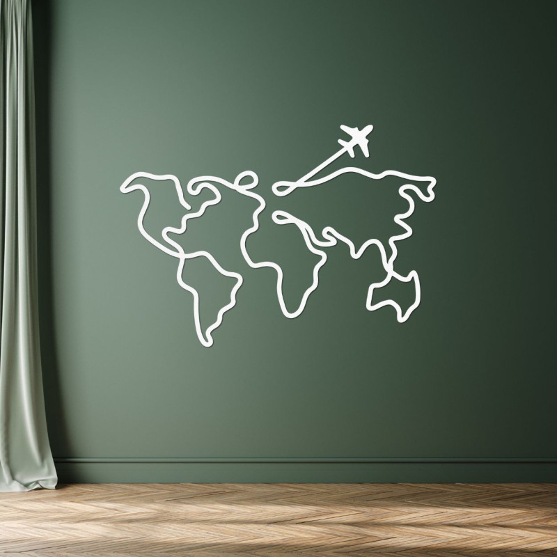 Stylish wooden world map as a modern interior decoration