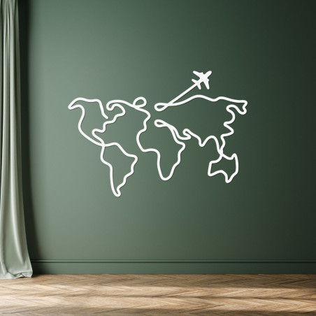 Stylish wooden world map as a modern interior decoration