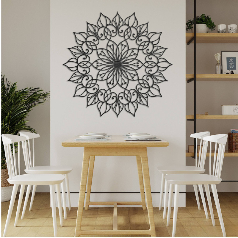 A wooden mandala is a fascinating wall painting that symbolizes harmony and balance.