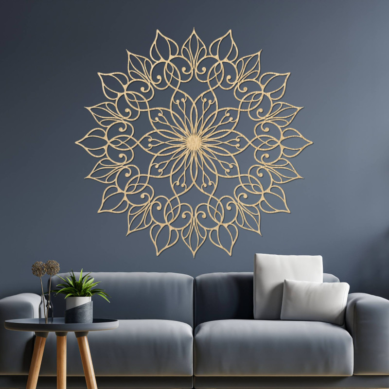 A wooden mandala is a fascinating wall painting that symbolizes harmony and balance.
