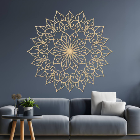 A wooden mandala is a fascinating wall painting that symbolizes harmony and balance.