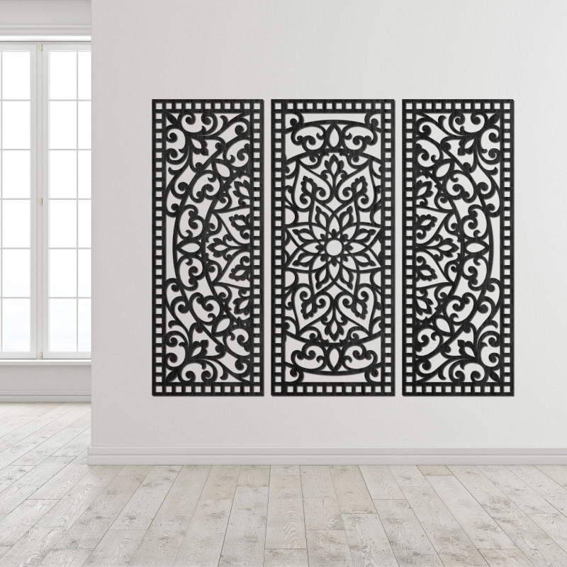 Wall decoration three-piece mandala panel |...