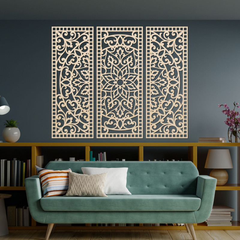 Wall decoration three-piece mandala panel |...