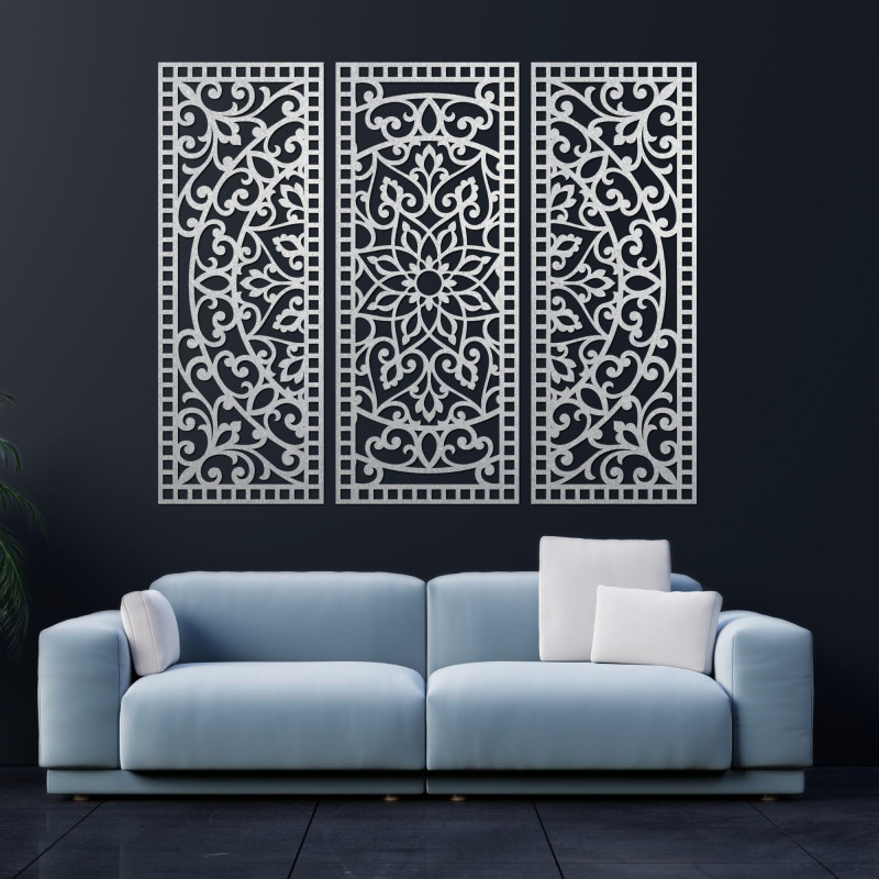 Wall decoration three-piece mandala panel |...