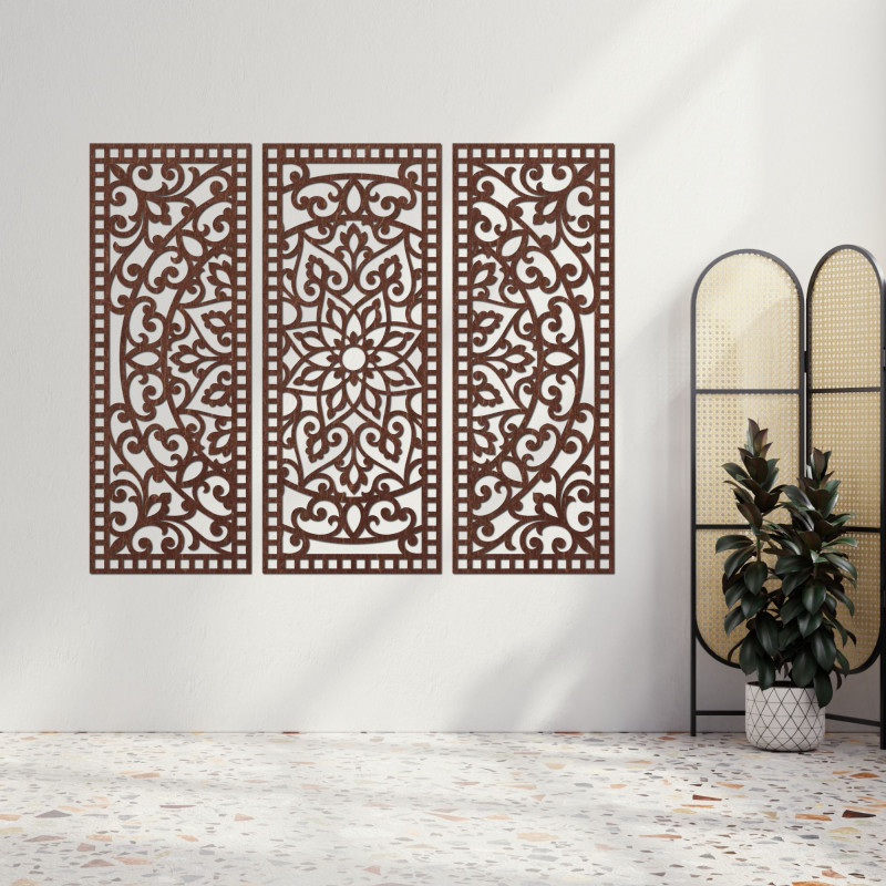 Wall decoration three-piece mandala panel |...