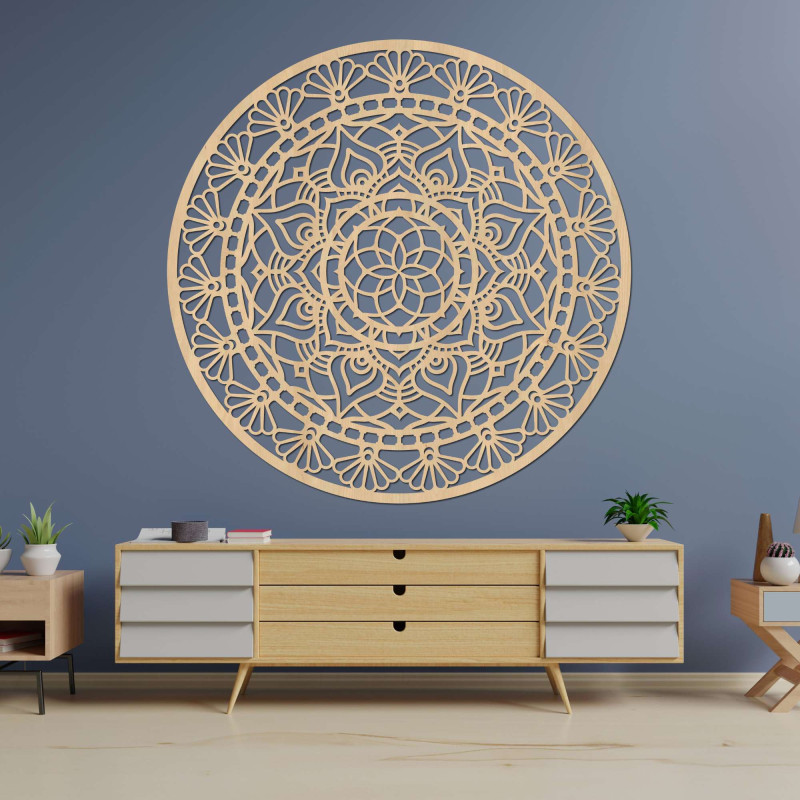 The design of this mandala is inspired by the ancient symbol of the flower of life.