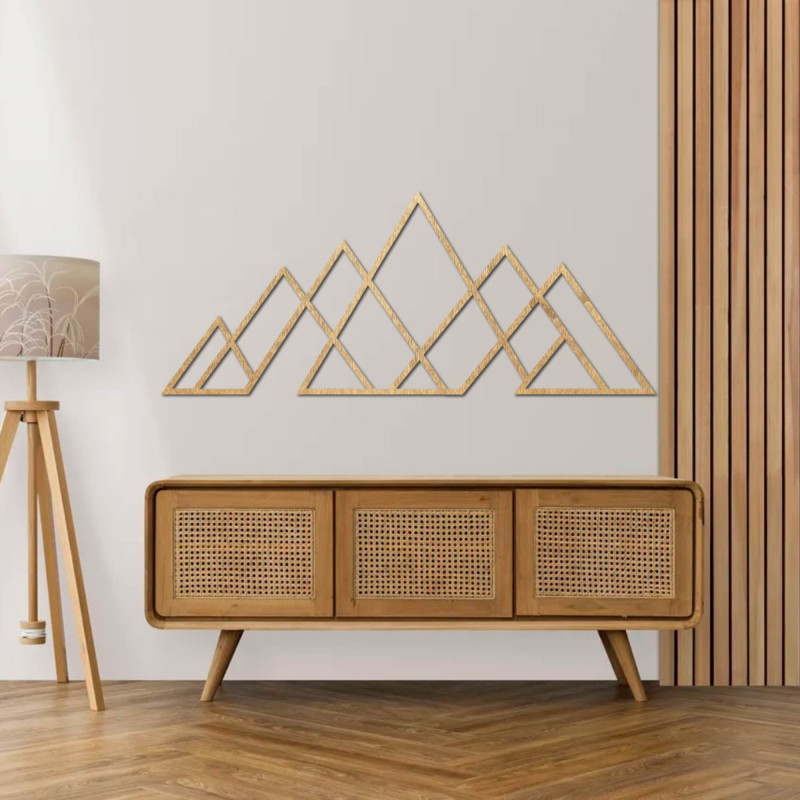 Wooden mountain wall painting