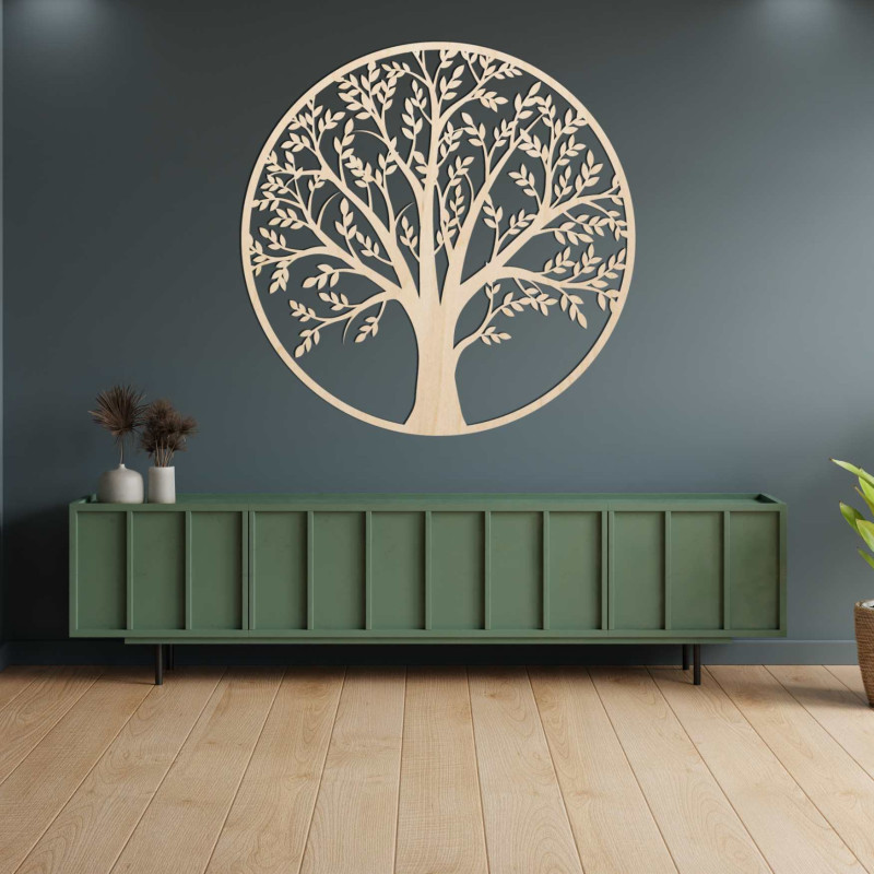 Wall-mounted wooden tree of life - a symbol of connection and balance. An ideal addition to the living room, office or bedroom.