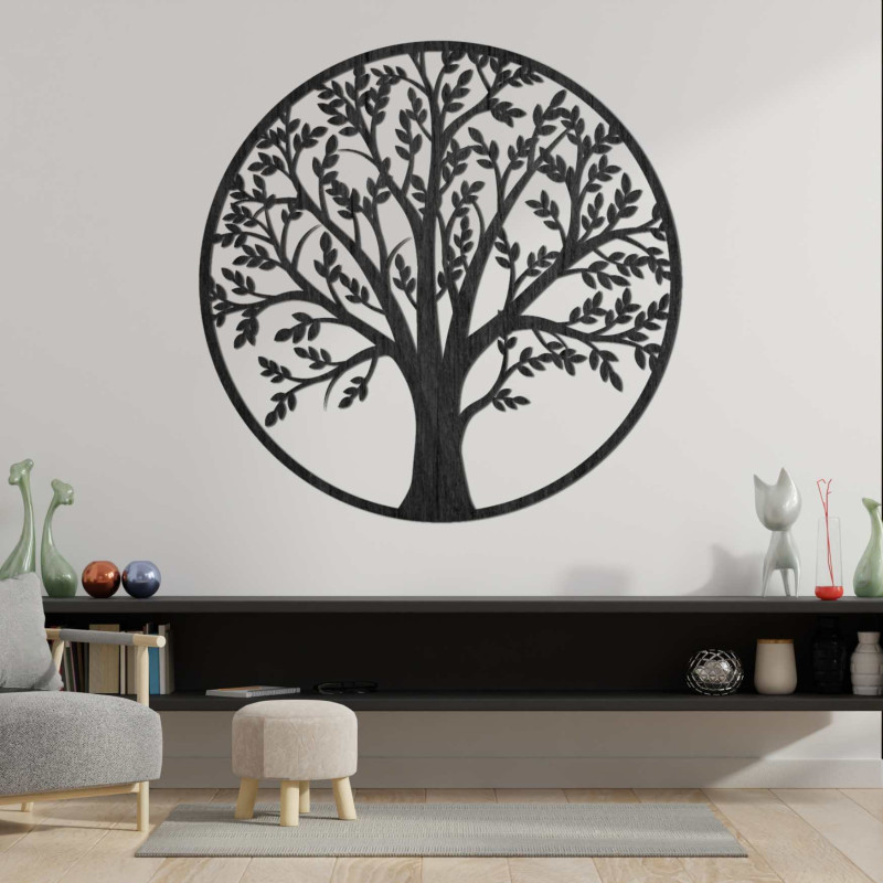 Wall-mounted wooden tree of life - a symbol of connection and balance. An ideal addition to the living room, office or bedroom.