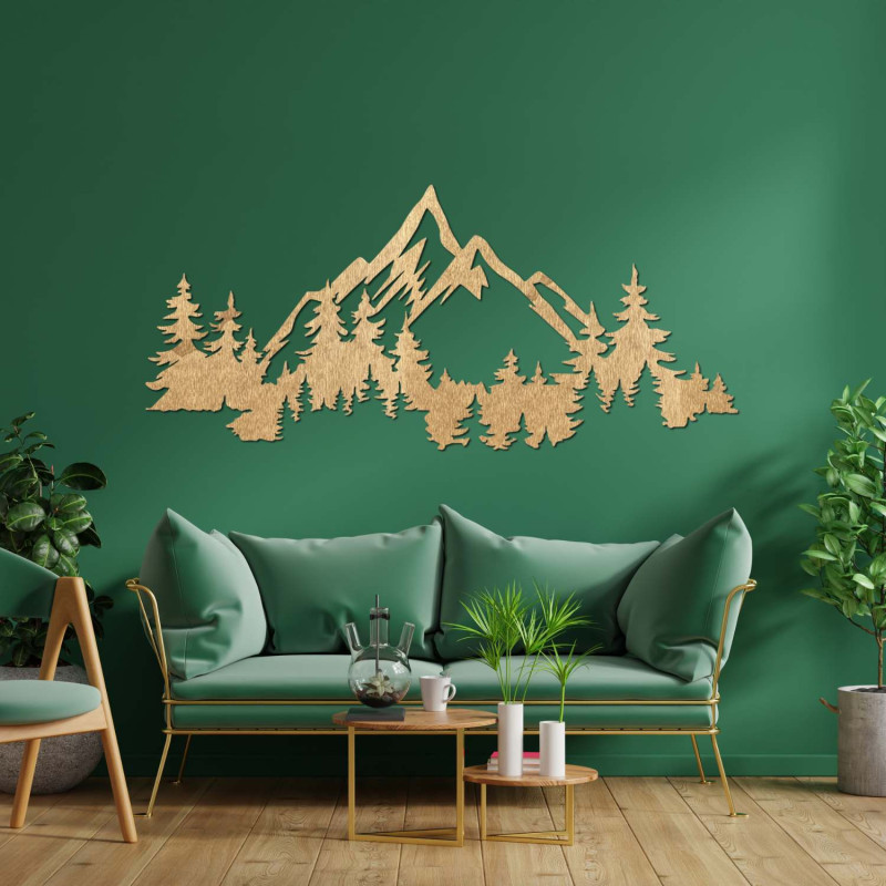 Modern decoration with a natural motif of mountains and forests
