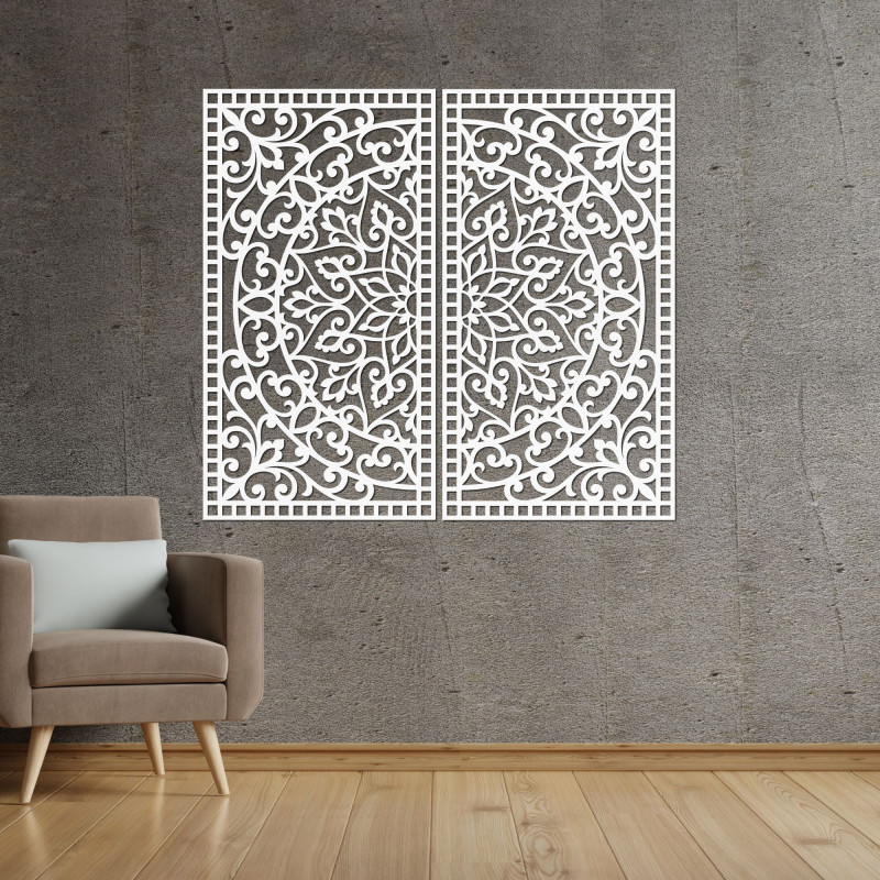 Mandala Ornament Wall Set – Decorative Wooden Picture, 2 Parts