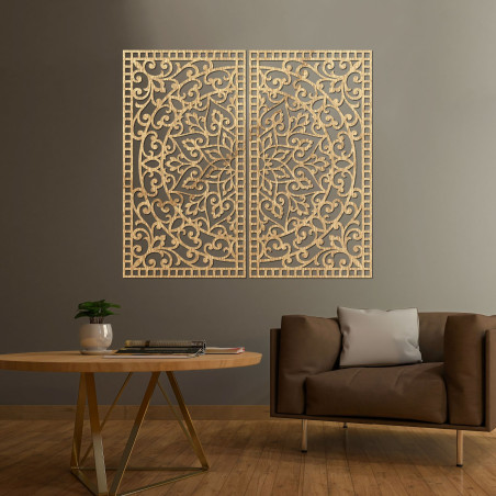 Mandala Ornament Wall Set – Decorative Wooden Picture, 2 Parts