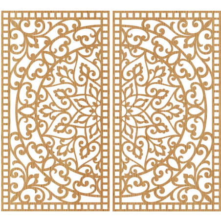 Symmetrical wall set of two paintings with an ornamental oriental mandala motif