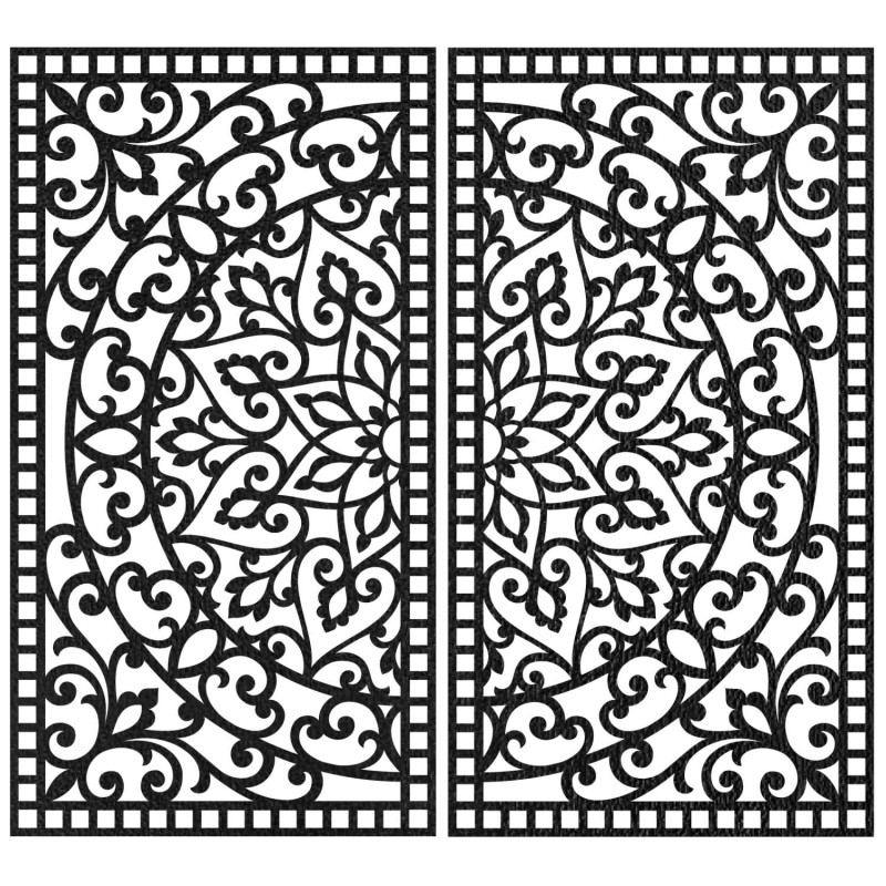 Luxurious 3D diptych with carved mandala pattern above designer chest of drawers in apartment