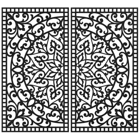 Luxurious 3D diptych with carved mandala pattern above designer chest of drawers in apartment