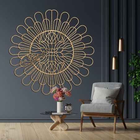 Designer wooden silhouette of a mandala with a marine theme on the wall