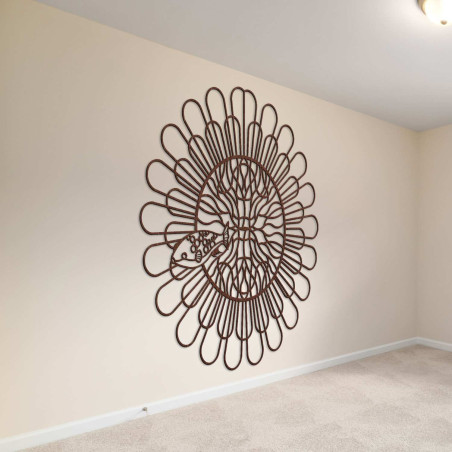 Detailed laser cut mandala with fish as a modern 3D decoration