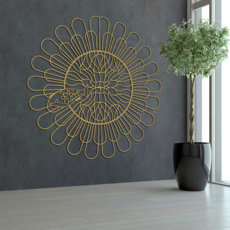 Circular wall mandala fish in a minimalist black design