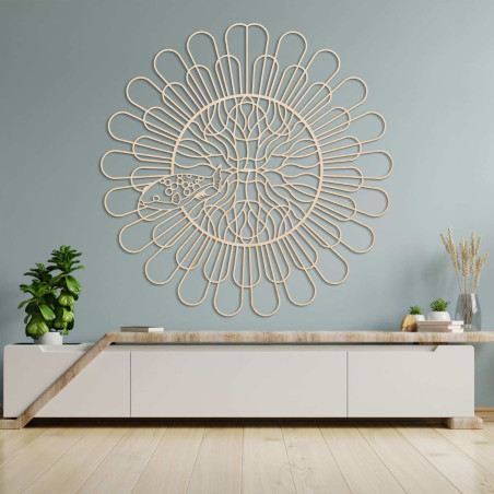 Circular wall mandala fish in a minimalist black design