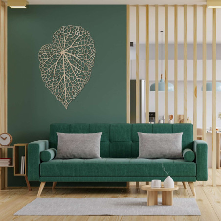 Modern wood painting with a delicate leaf structure