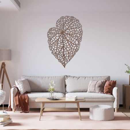 Decorative wooden leaf in a clean minimalist style