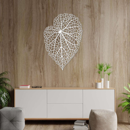 Decorative wooden leaf in a clean minimalist style