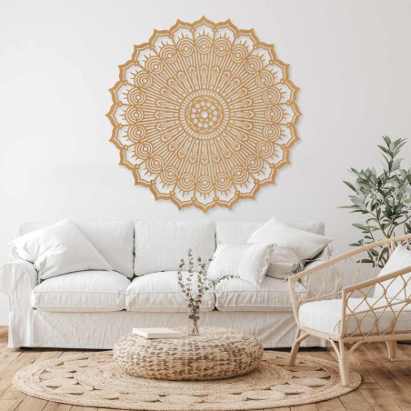 Luxurious 3D Mandala made of wood, laser cut. Modern wall ornament in boho style for the interior.