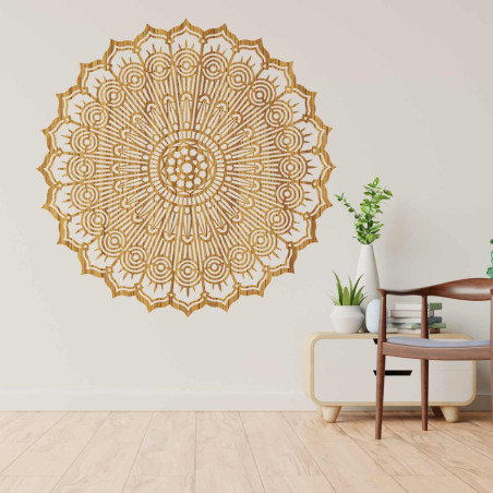 Luxurious 3D Mandala made of wood, laser cut. Modern wall ornament in boho style for the interior.