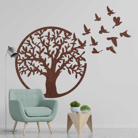 A modern three-piece tree painting for the living room wall that will enliven the interior with style.