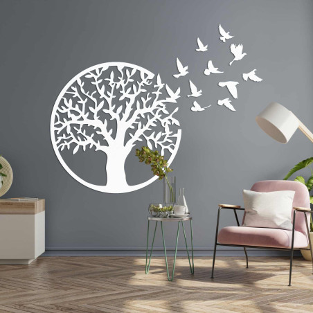 A modern three-piece tree painting for the living room wall that will enliven the interior with style.