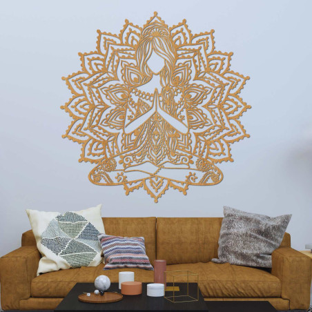 3D wooden yoga mandala painting - stylish wall decoration for the living room.