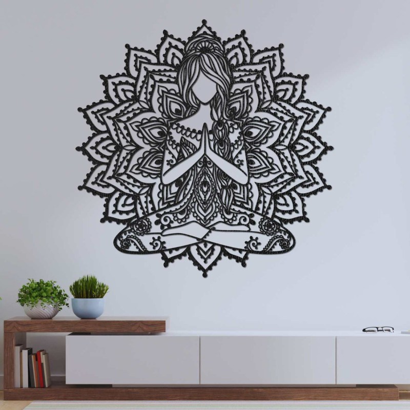 3D wooden yoga mandala painting - stylish wall decoration for the living room.