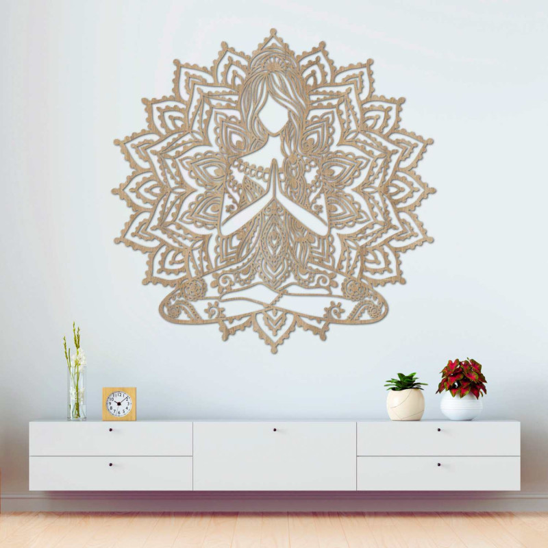 3D wooden yoga mandala painting - stylish wall decoration for the living room.