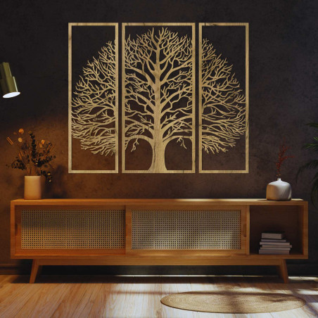 Modern carved painting Tree of Life in three panels